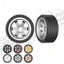 1:64 Six-Spoke Wheels with Treaded Rubber Tires for Model Cars