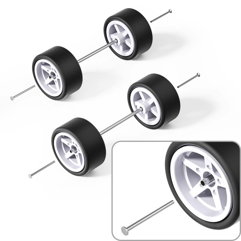 1:64 Five-Spoke Rubber Tires for Diecast Cars
