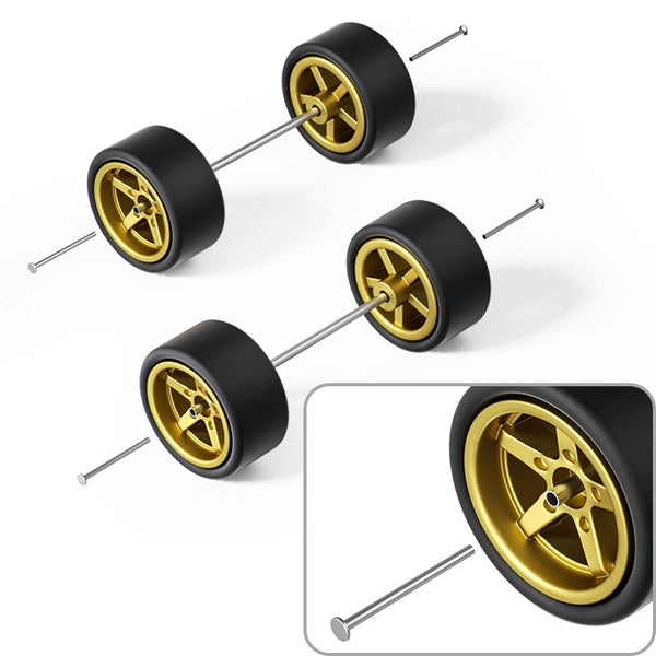 1:64 Five-Spoke Rubber Tires for Diecast Cars