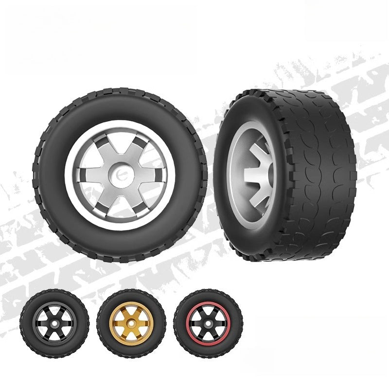 1:64 Off-Road Six-Spoke Wheels with Rubber Tires for Model Cars Main image
