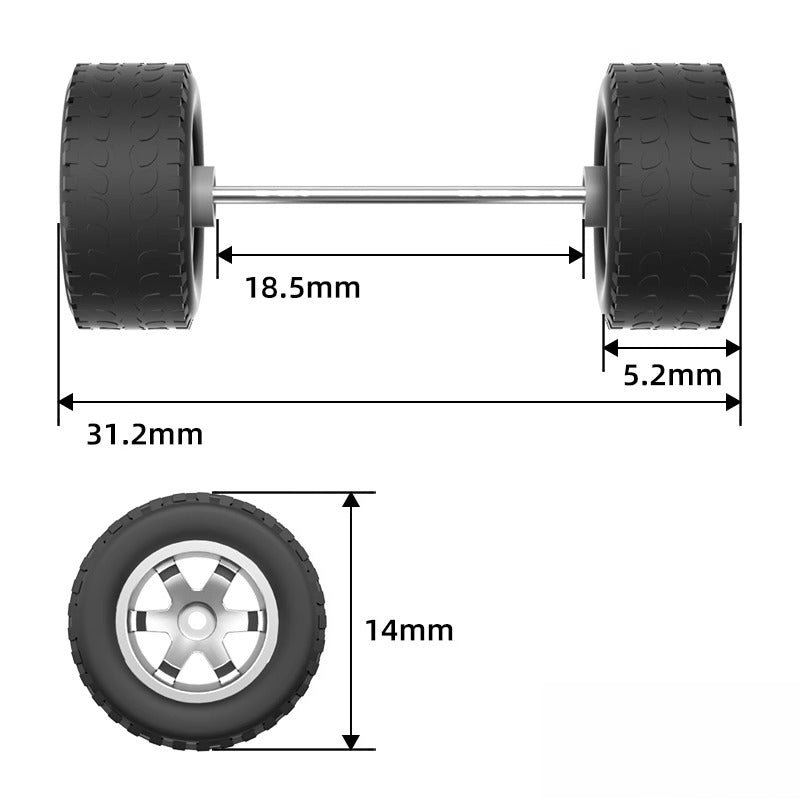 1:64 Off-Road Six-Spoke Wheels with Rubber Tires for Model Cars Secondary image
