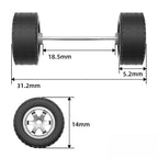 1:64 Off-Road Six-Spoke Wheels with Rubber Tires for Model Cars