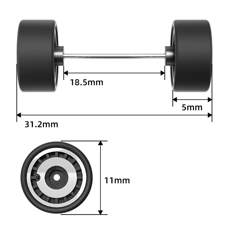 1:64 Scale Mini Disc Wheels with Rubber Tires