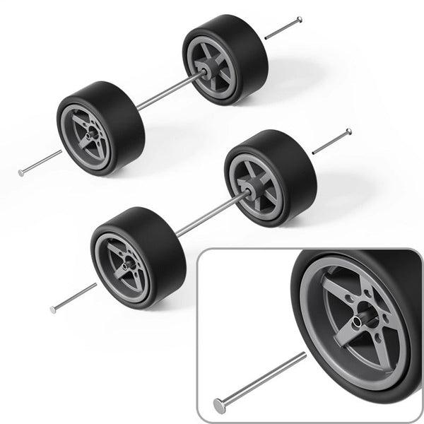 1:64 Five-Spoke Rubber Tires for Diecast Cars
