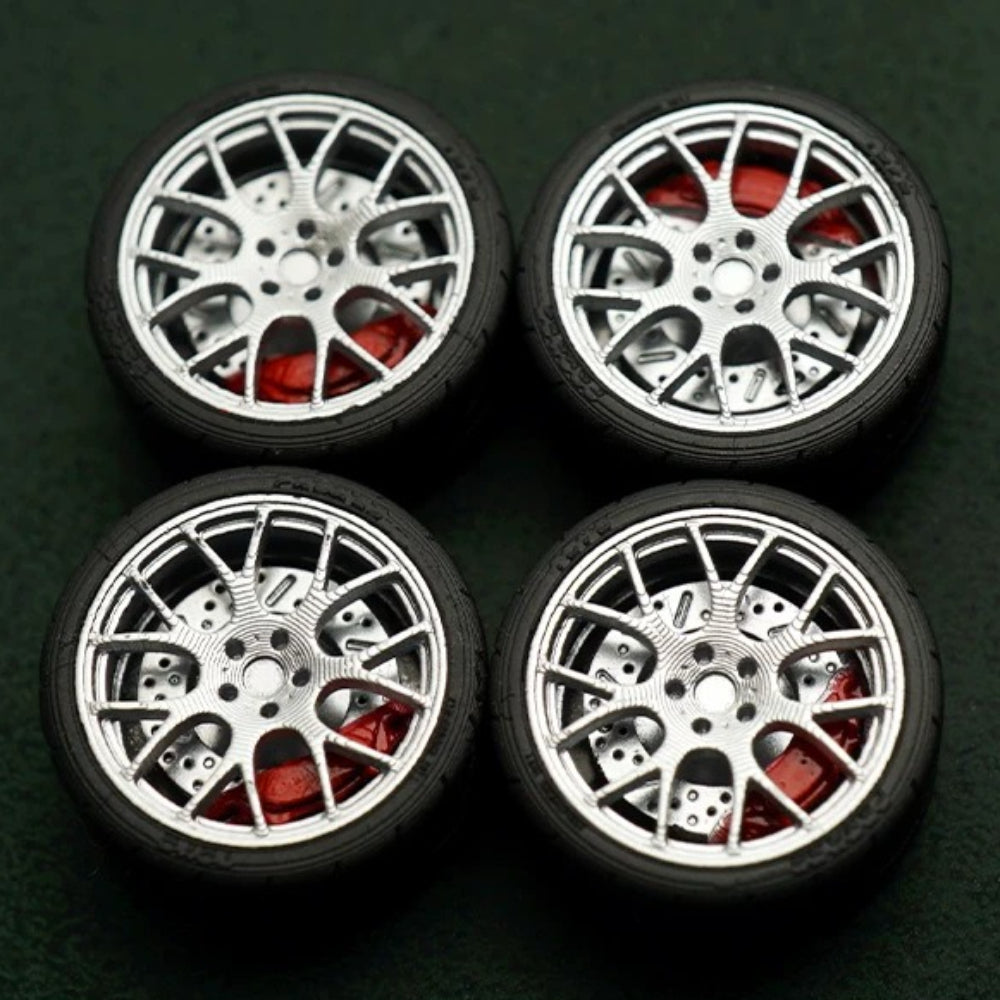 1/64 Bearing Wheels – BBS-Style Rims with Rubber Tires
