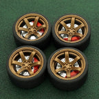 1/64 Bearing Wheels – JDM Six-Spoke Rims with Rubber Tires