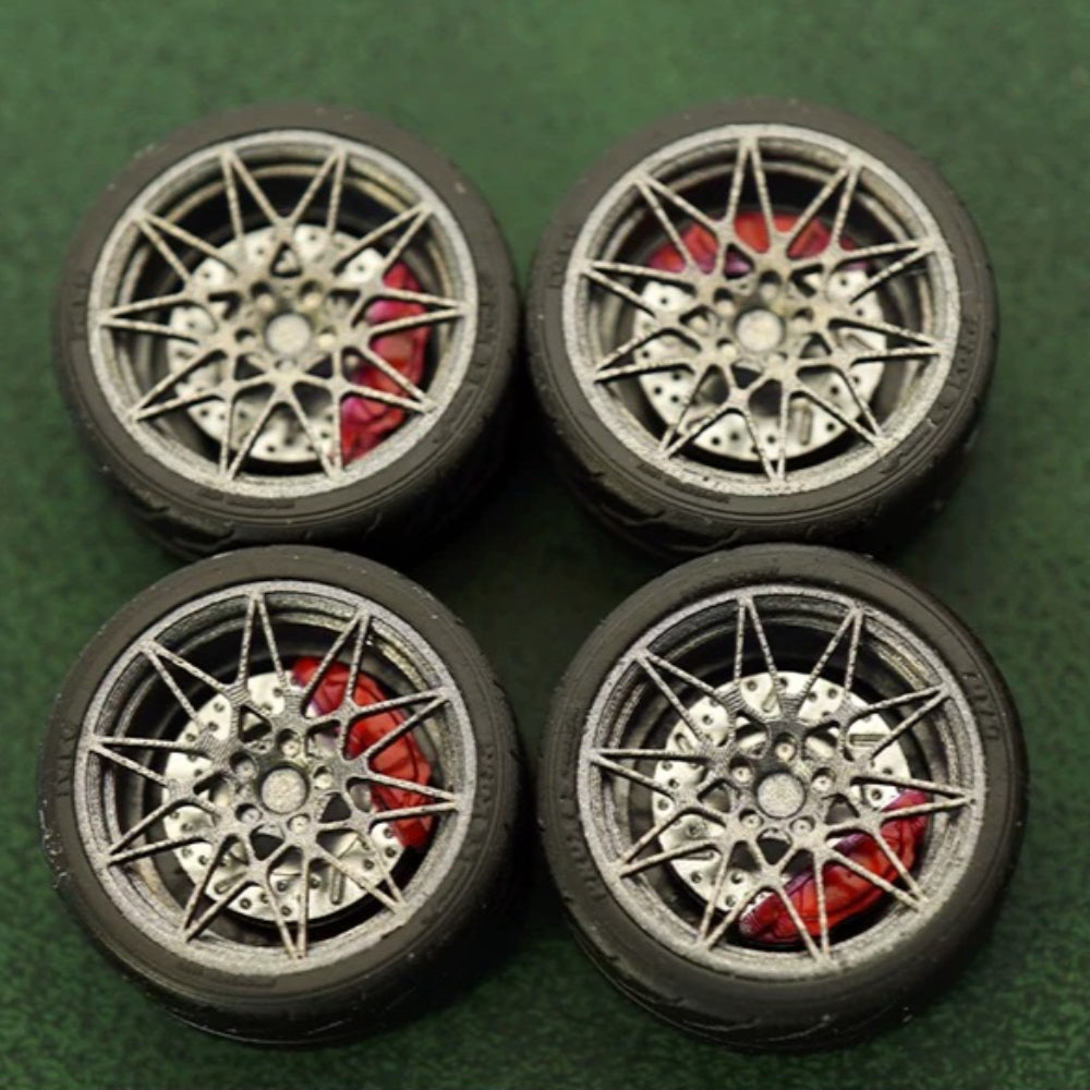 1/64 Bearing Wheels – BMW M4 GTS-Style Rims with Rubber Tires
