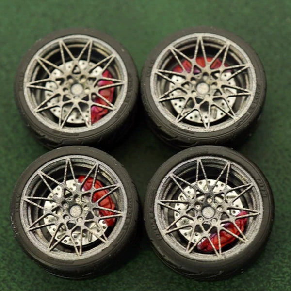1/64 Bearing Wheels – BMW M4 GTS-Style Rims with Rubber Tires