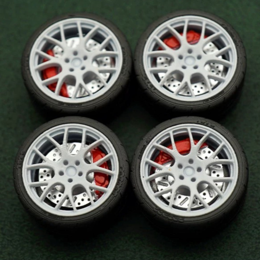 1/64 Bearing Wheels – BBS-Style Rims with Rubber Tires