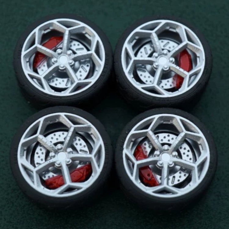 1/64 Bearing Wheels – Pentagon Five-Lug Rims with Rubber Tires