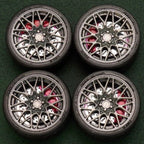 1/64 Bearing Wheels – BBS RX-R-Style Twenty-Spoke Rims with Rubber Tires