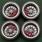 1/64 Bearing Wheels – 10.5 mm Twenty-Spoke Rims with Rubber Tires