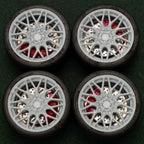 1/64 Bearing Wheels – BBS RX-R-Style Twenty-Spoke Rims with Rubber Tires