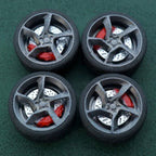 1/64 Bearing Wheels – Daytona SP3-Style Five-Spoke Rims with Rubber Tires