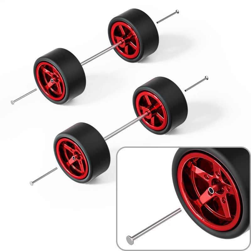 1:64 Five-Spoke Rubber Tires for Diecast Cars