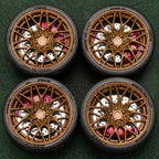 1/64 Bearing Wheels – BBS RX-R-Style Twenty-Spoke Rims with Rubber Tires