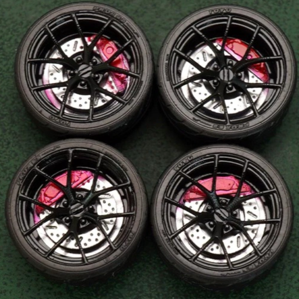 1/64 Bearing Wheels – BBS RI-A-Style Rims with Rubber Tires