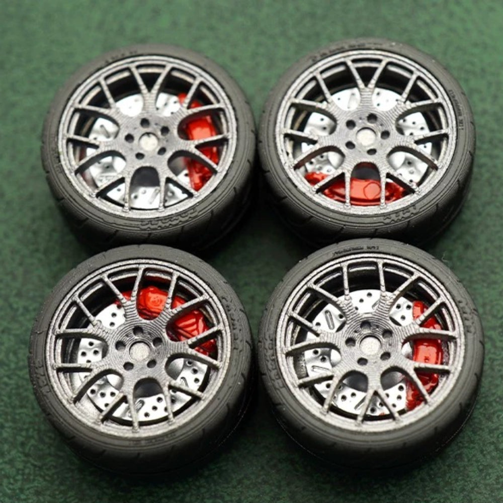 1/64 Bearing Wheels – BBS-Style Rims with Rubber Tires