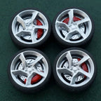 1/64 Bearing Wheels – Daytona SP3-Style Five-Spoke Rims with Rubber Tires