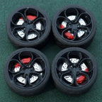 1/64 Bearing Wheels – Flower-Spoke Rims with Rubber Tires