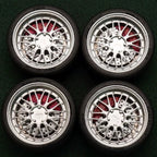 1/64 Bearing Wheels – 10.5 mm Twenty-Spoke Rims with Rubber Tires