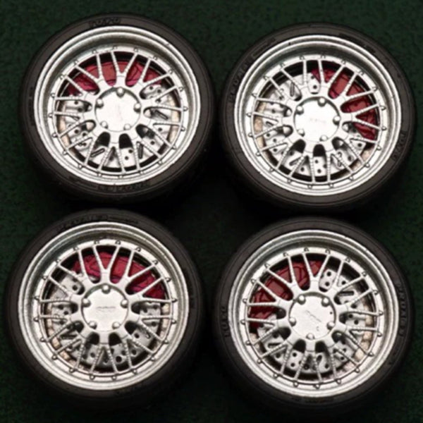 1/64 Bearing Wheels – 10.5 mm Twenty-Spoke Rims with Rubber Tires