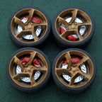 1/64 Bearing Wheels – Daytona SP3-Style Five-Spoke Rims with Rubber Tires