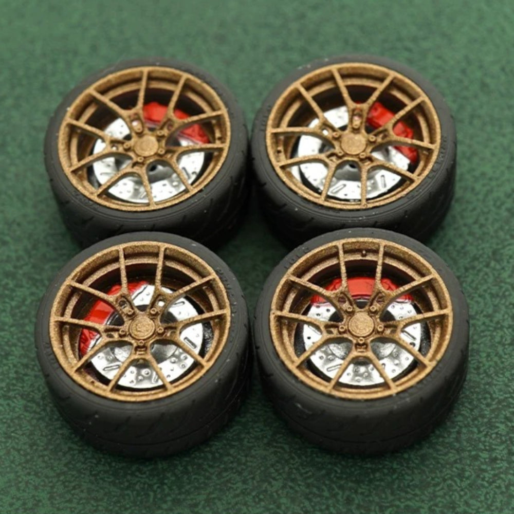 1/64 Bearing Wheels – Rims with Rubber Tires