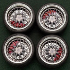1/64 Bearing Wheels – 10.5 mm Twenty-Spoke Rims with Rubber Tires