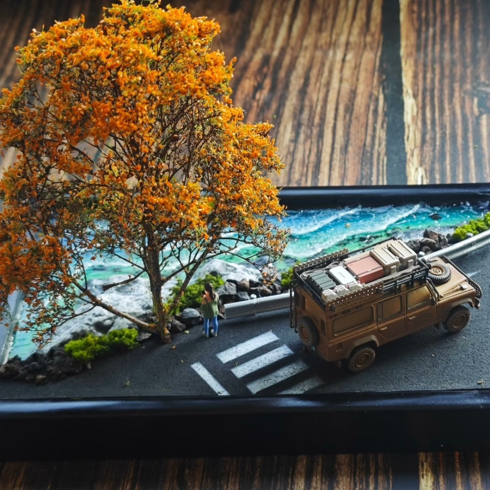 1/64 Handmade Coastal Road Diorama Scene Main image