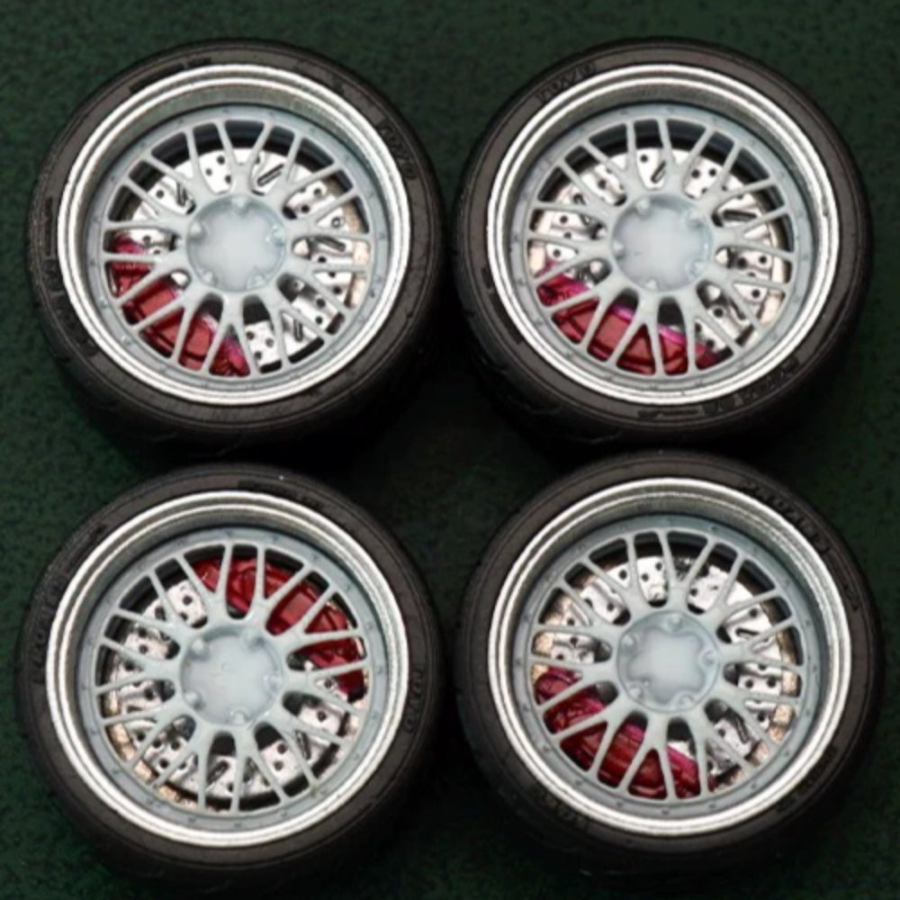 1/64 Bearing Wheels – 10.5 mm Twenty-Spoke Rims with Rubber Tires