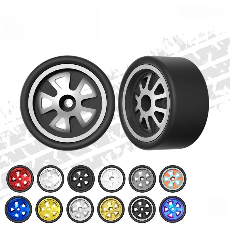 1:64 Petal-Style Wheels with Rubber Tires for Model Cars Main image