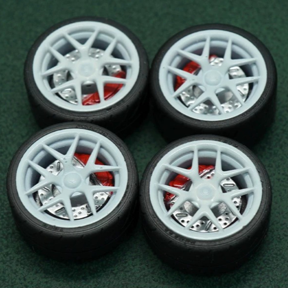 1/64 Bearing Wheels – Ten-Spoke Rims with Rubber Tires