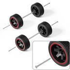 1:64 Six-Spoke Wheels with Treaded Rubber Tires for Model Cars