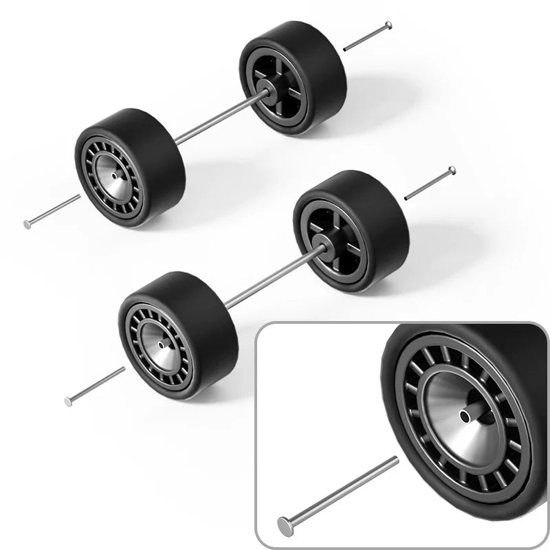 1:64 Full Disc Wheels with Rubber Tires for Model Cars