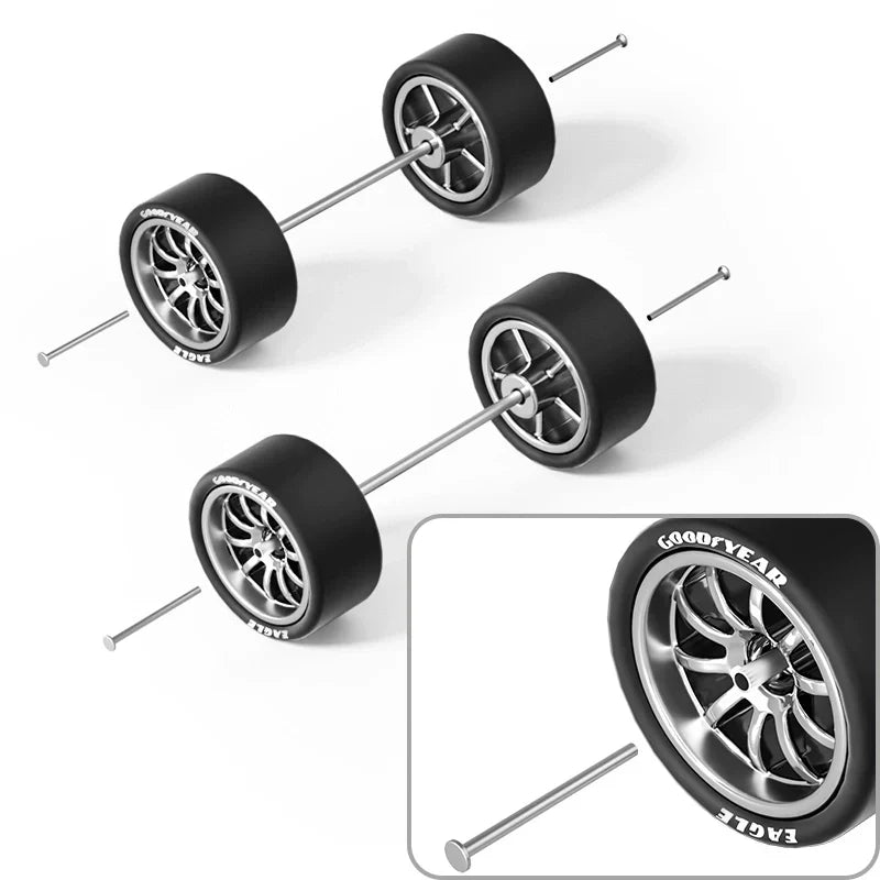 1:64 Ten-Spoke Wheels with Rubber Tires for Model Cars Secondary image
