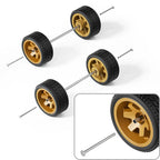 1:64 Six-Spoke Wheels with Treaded Rubber Tires for Model Cars