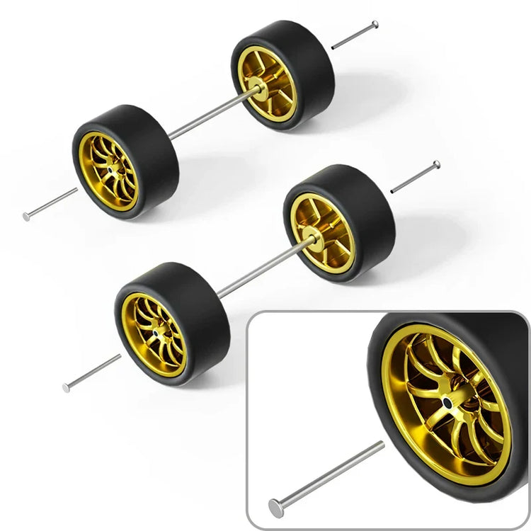 1:64 Ten-Spoke Rubber Tires for Diecast Cars
