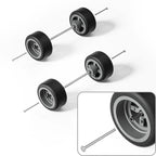 1:64 Cross-Spoke Wheels with Rubber Tires for Model Cars
