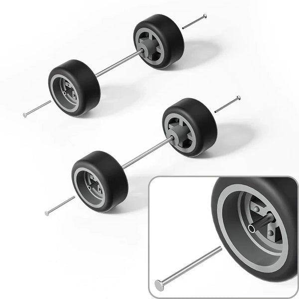 1:64 Cross-Spoke Wheels with Rubber Tires for Model Cars