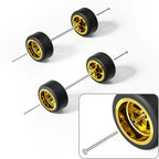 1:64 Cross-Spoke Wheels with Rubber Tires for Model Cars