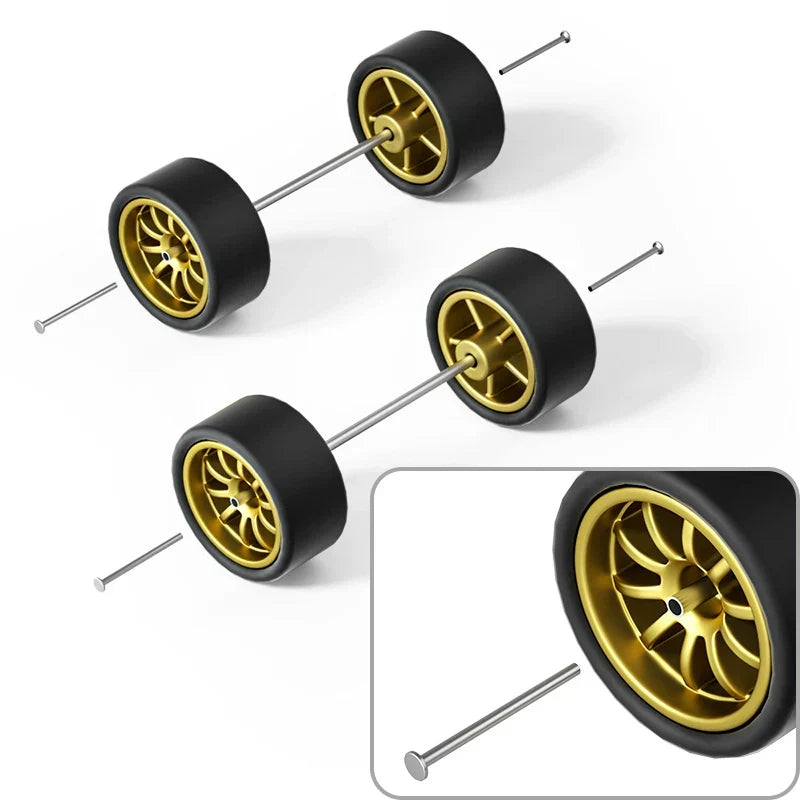1:64 Ten-Spoke Rubber Tires for Diecast Cars
