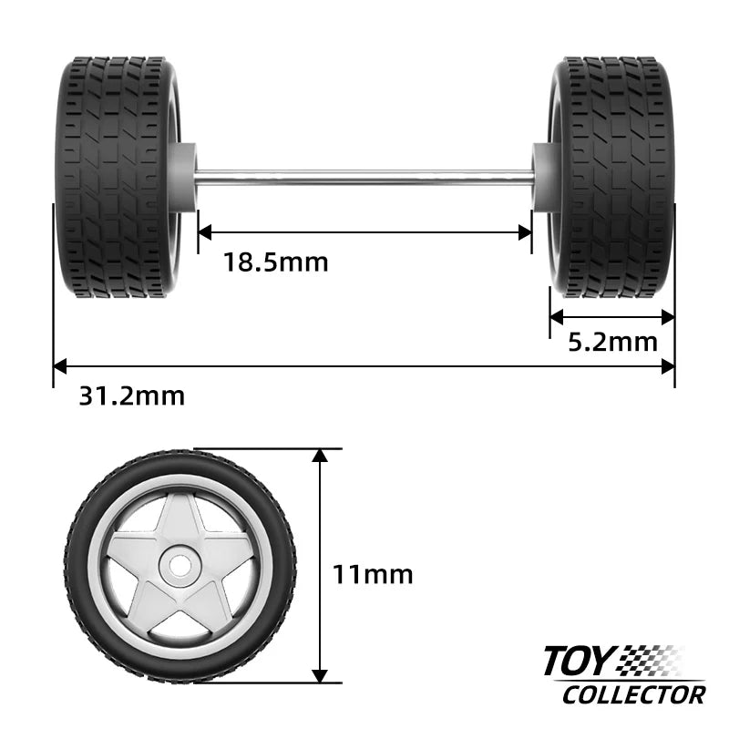 1:64 Five-Star Wheels with Rubber Tires for Model Cars Secondary image
