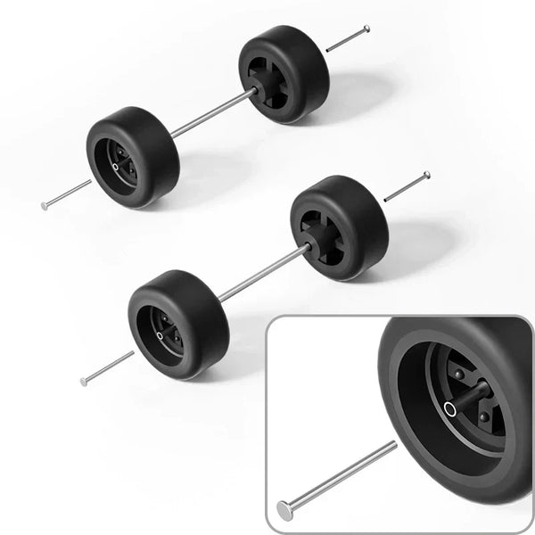 1:64 Cross-Spoke Wheels with Rubber Tires for Model Cars