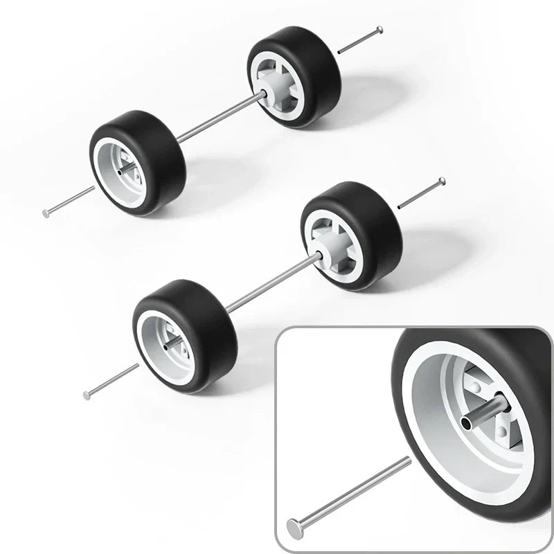 1:64 Cross-Spoke Wheels with Rubber Tires for Model Cars