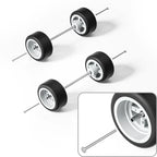 1:64 Cross-Spoke Wheels with Rubber Tires for Model Cars