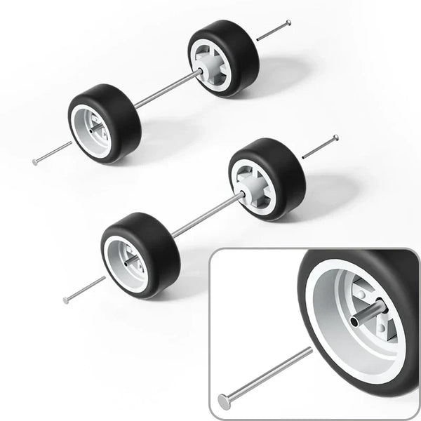 1:64 Cross-Spoke Wheels with Rubber Tires for Model Cars