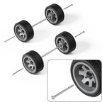 1:64 Six-Spoke Wheels with Treaded Rubber Tires for Model Cars