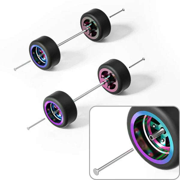 1:64 Cross-Spoke Wheels with Rubber Tires for Model Cars