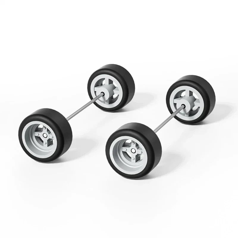 1:64 Cross-Spoke Wheels with Rubber Tires for Model Cars